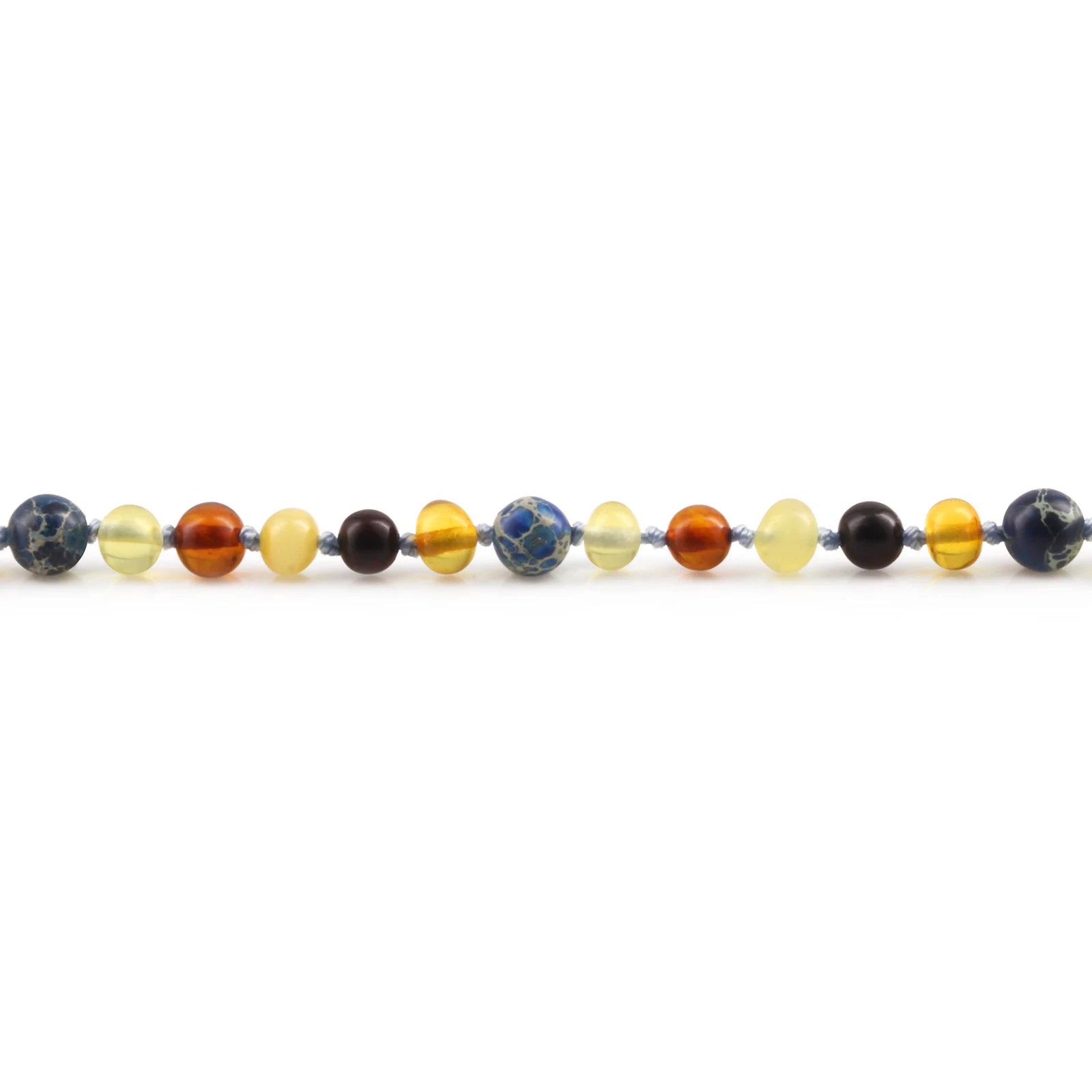 Baltic Amber Teething Bracelet with Deep Blue Imperial Jasper. Baroque 5mm - LE555