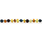 Baltic Amber Teething Necklace with Blue Tiger Eye. Baroque 4mm - LE463 V2-S