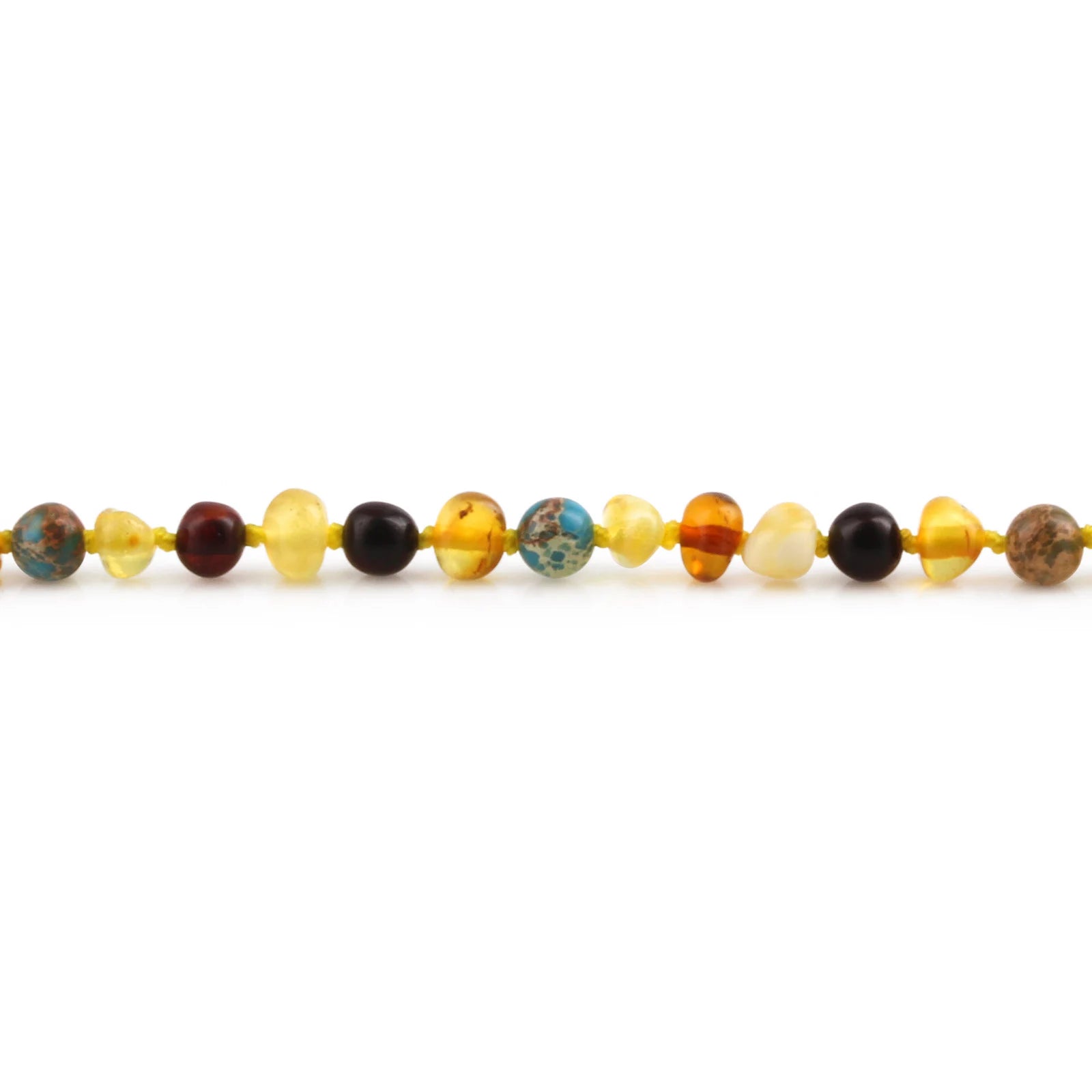 Baltic Amber Teething Bracelet with Lake Blue Imperial Jasper. Baroque 4mm - LE474-S