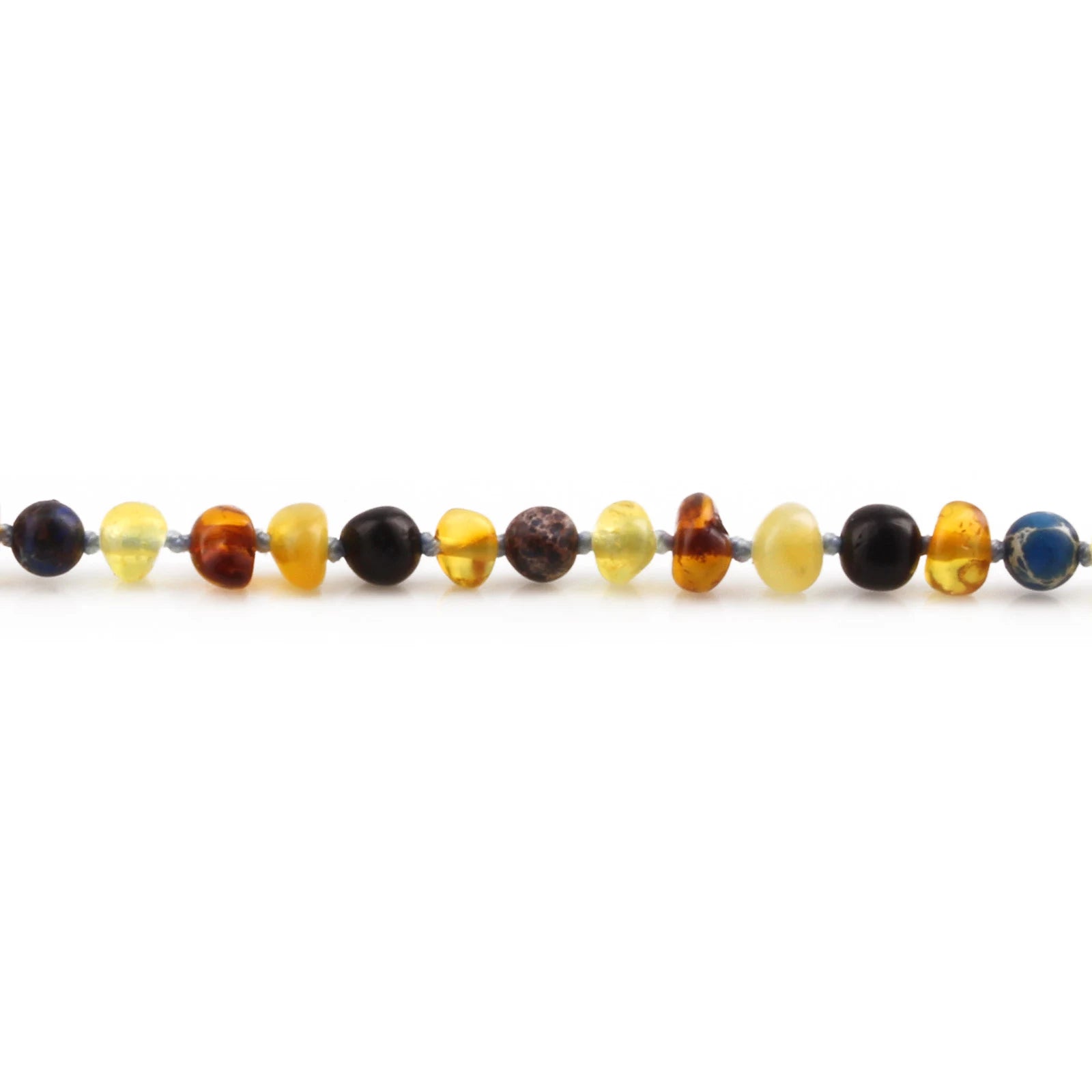 Baltic Amber Teething Bracelet with Deep Blue Imperial Jasper. Baroque 4mm - LE555-S