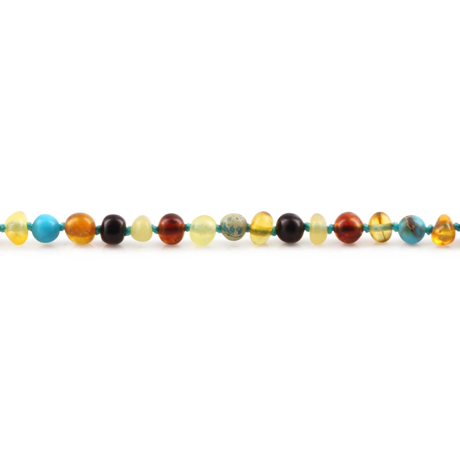 Baltic Amber Teething Bracelet with Lake Blue Imperial Jasper. Baroque 4mm - LE516