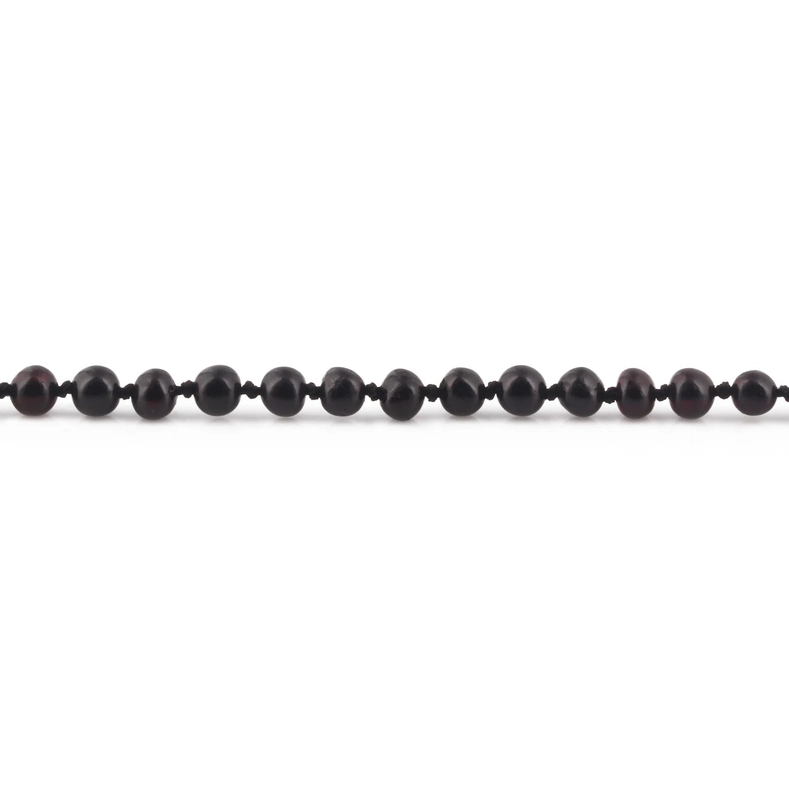 Baltic Amber Teething Necklace. Baroque Black 5mm - XB54B