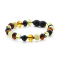 Black and multicolour Baltic amber baroque baby bracelet, 14cm