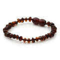 Dark cognac Baltic amber baroque baby bracelet, 14cm