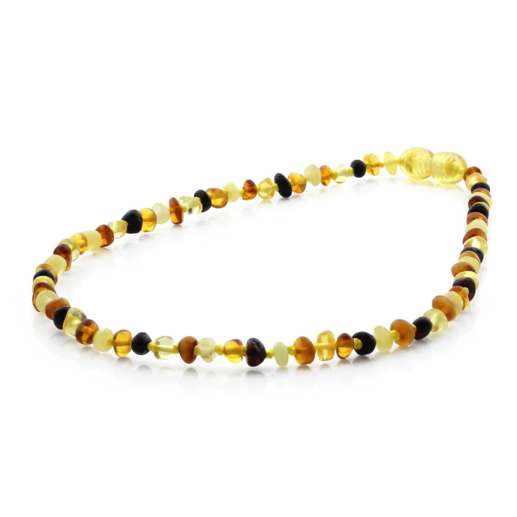 Baltic Amber Teething Necklace. Baroque Multicolour 4mm - BA43