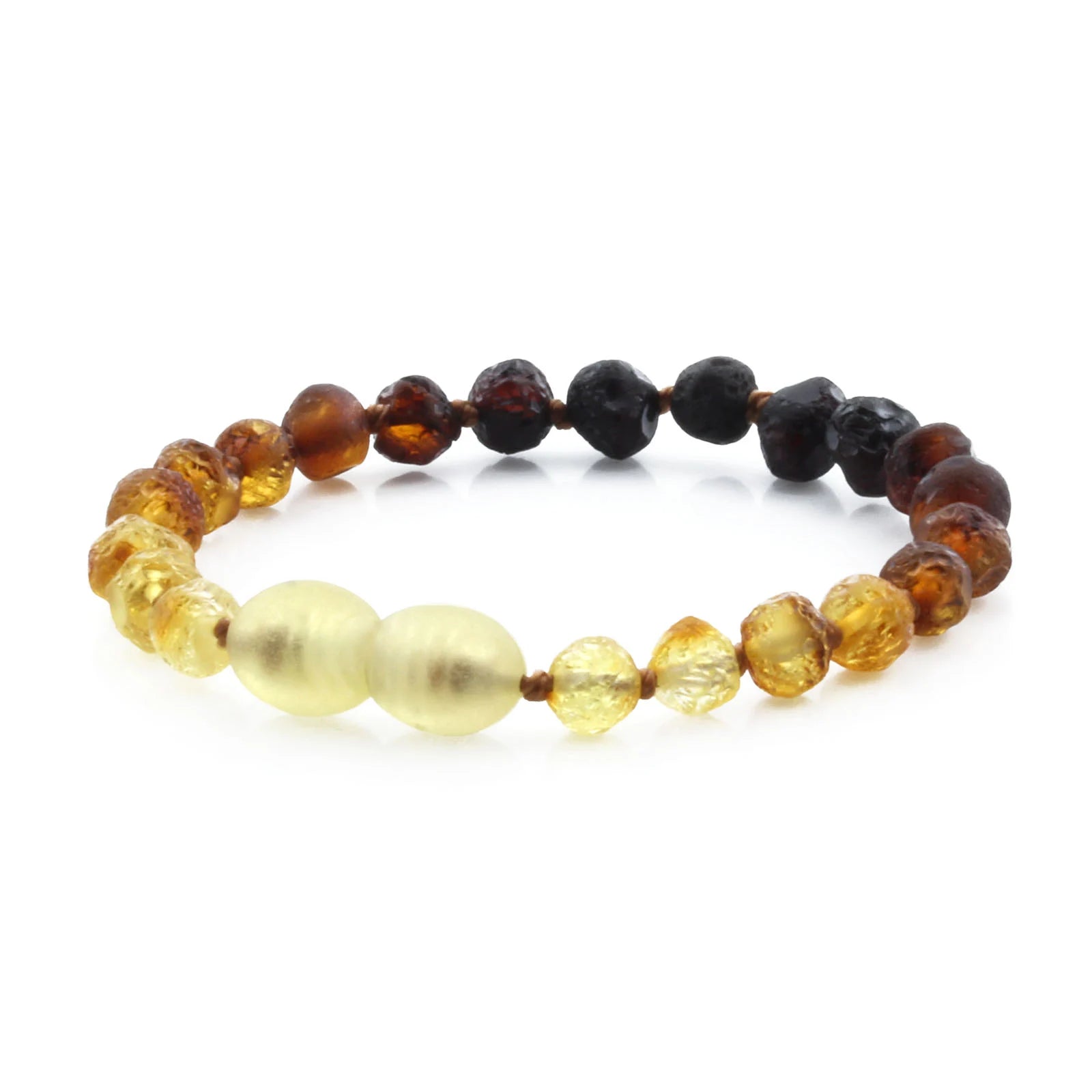 Baltic Amber Teething Bracelet. Baroque Rainbow 5mm - BA156