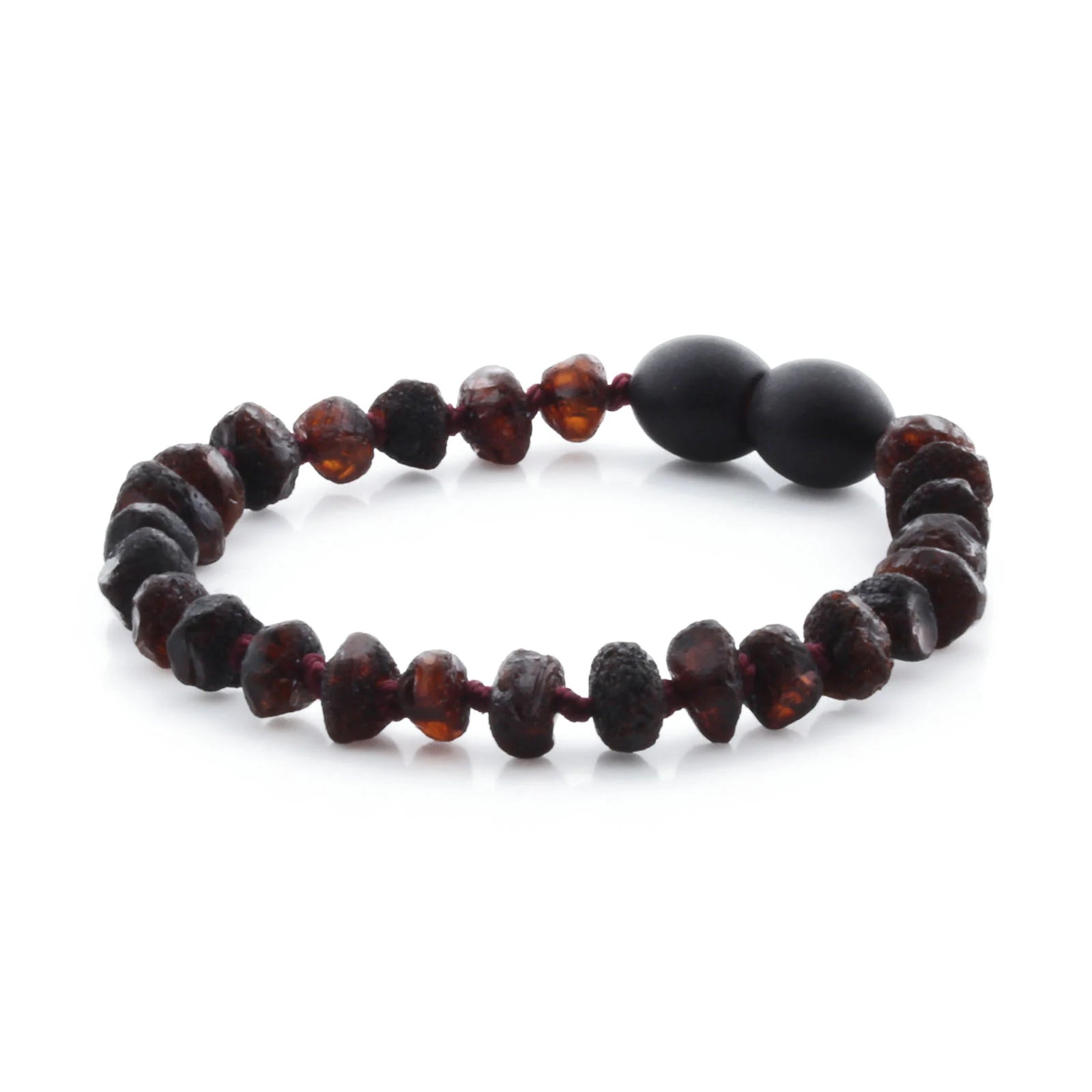 Baltic Amber Teething Bracelet. Roundel Dark Cognac 5mm - RO39