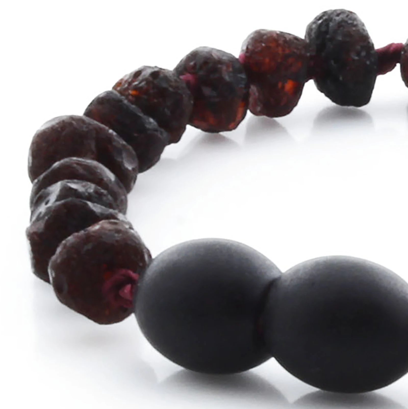 Baltic Amber Teething Bracelet. Roundel Dark Cognac 5mm - RO39