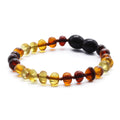 Rainbow and multicolour Baltic amber baroque baby bracelet, 15cm