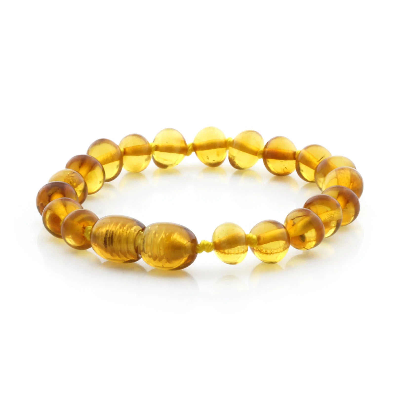 Baltic Amber Teething Bracelet. Baroque Light Cognac 5mm - BA82