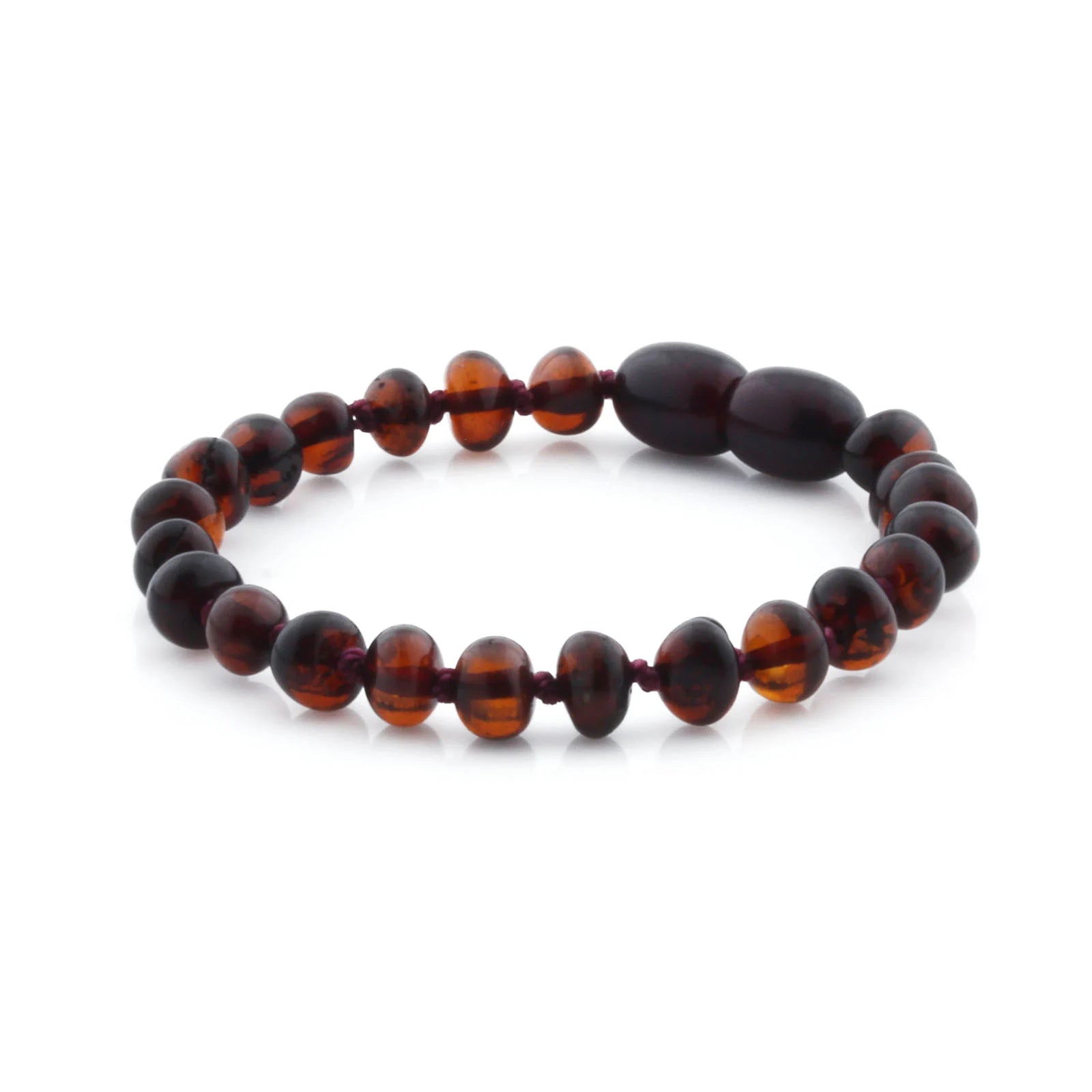 Baltic Amber Teething Bracelet. Baroque Dark Cognac 5mm - BA157