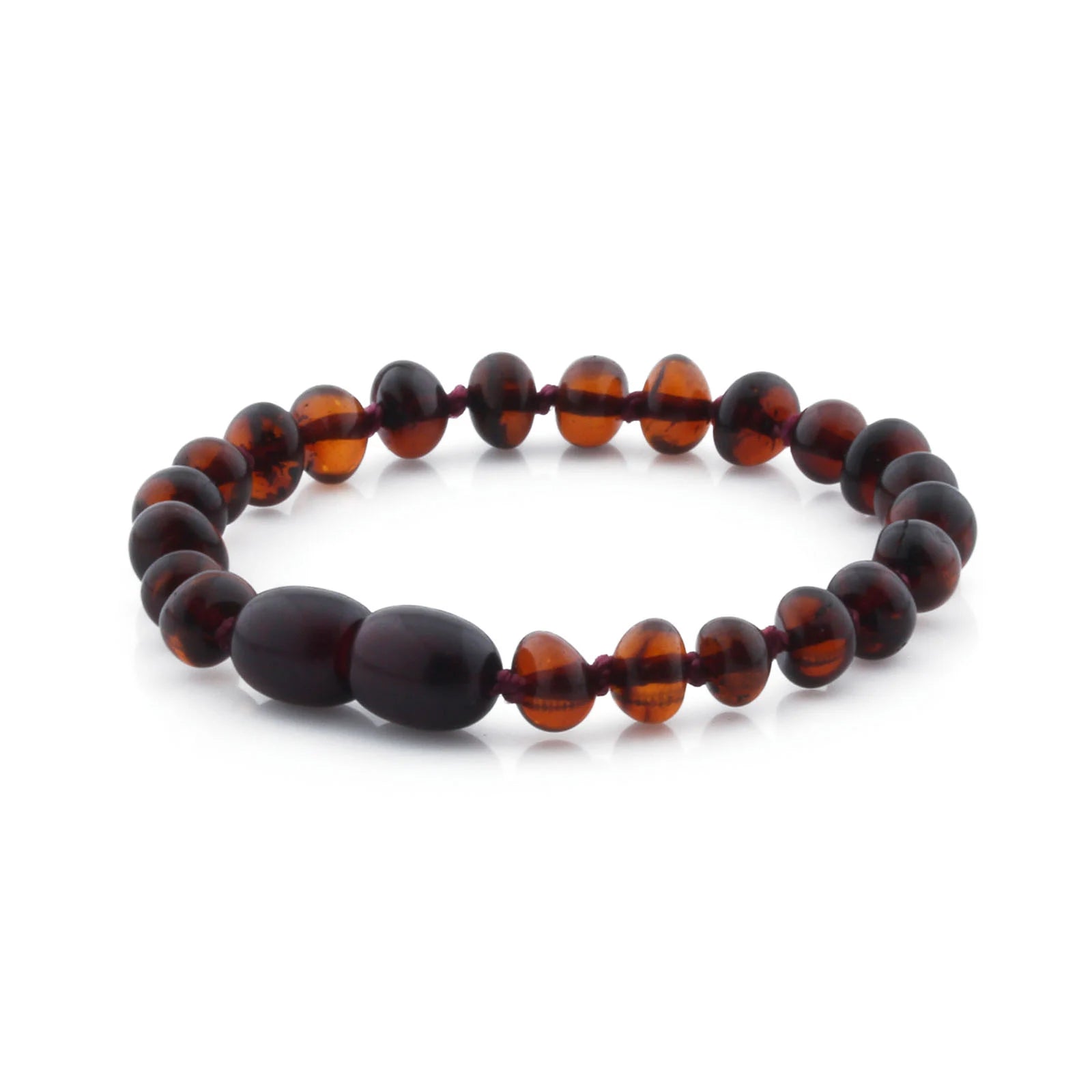 Baltic Amber Teething Bracelet. Baroque Dark Cognac 5mm - BA157
