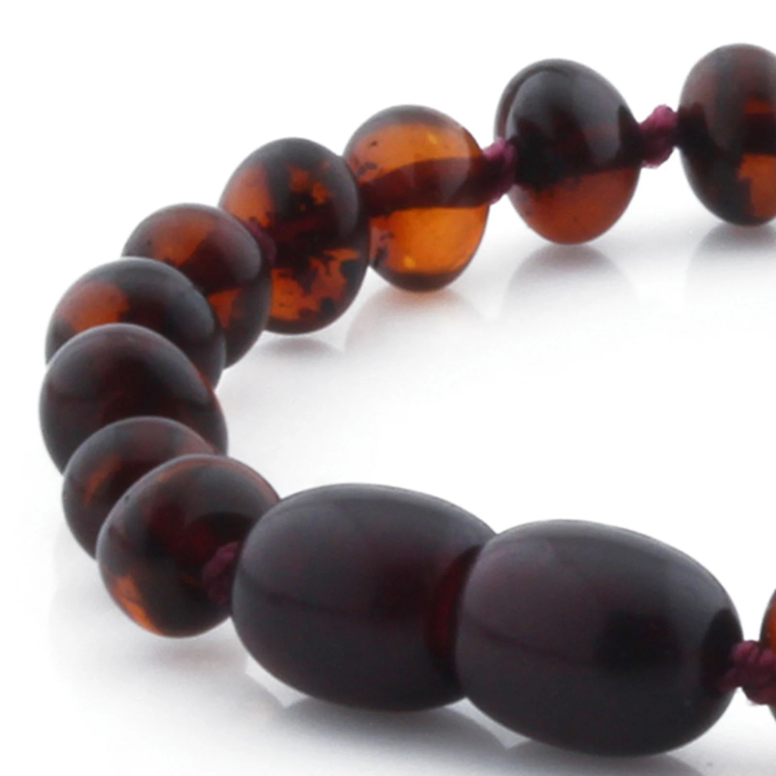 Baltic Amber Teething Bracelet. Baroque Dark Cognac 5mm - BA157