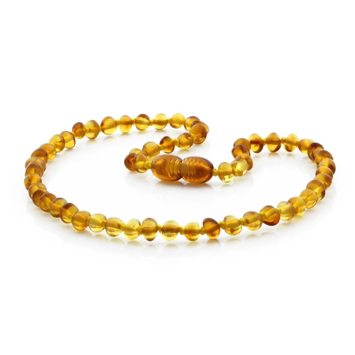 Baltic Amber Teething Necklace. Baroque Light Cognac 4mm - BA55