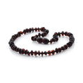 Dark cognac Baltic amber roundel baby necklace, 32cm