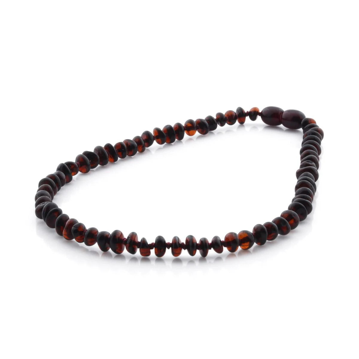 Baltic Amber Teething Necklace. Roundel Dark Cognac 5mm - RO5