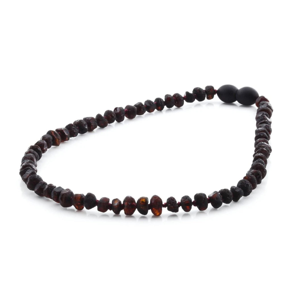 Baltic Amber Teething Necklace. Roundel Dark Cognac 5mm - RO21