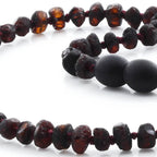 Baltic Amber Teething Necklace. Roundel Dark Cognac 5mm - RO21