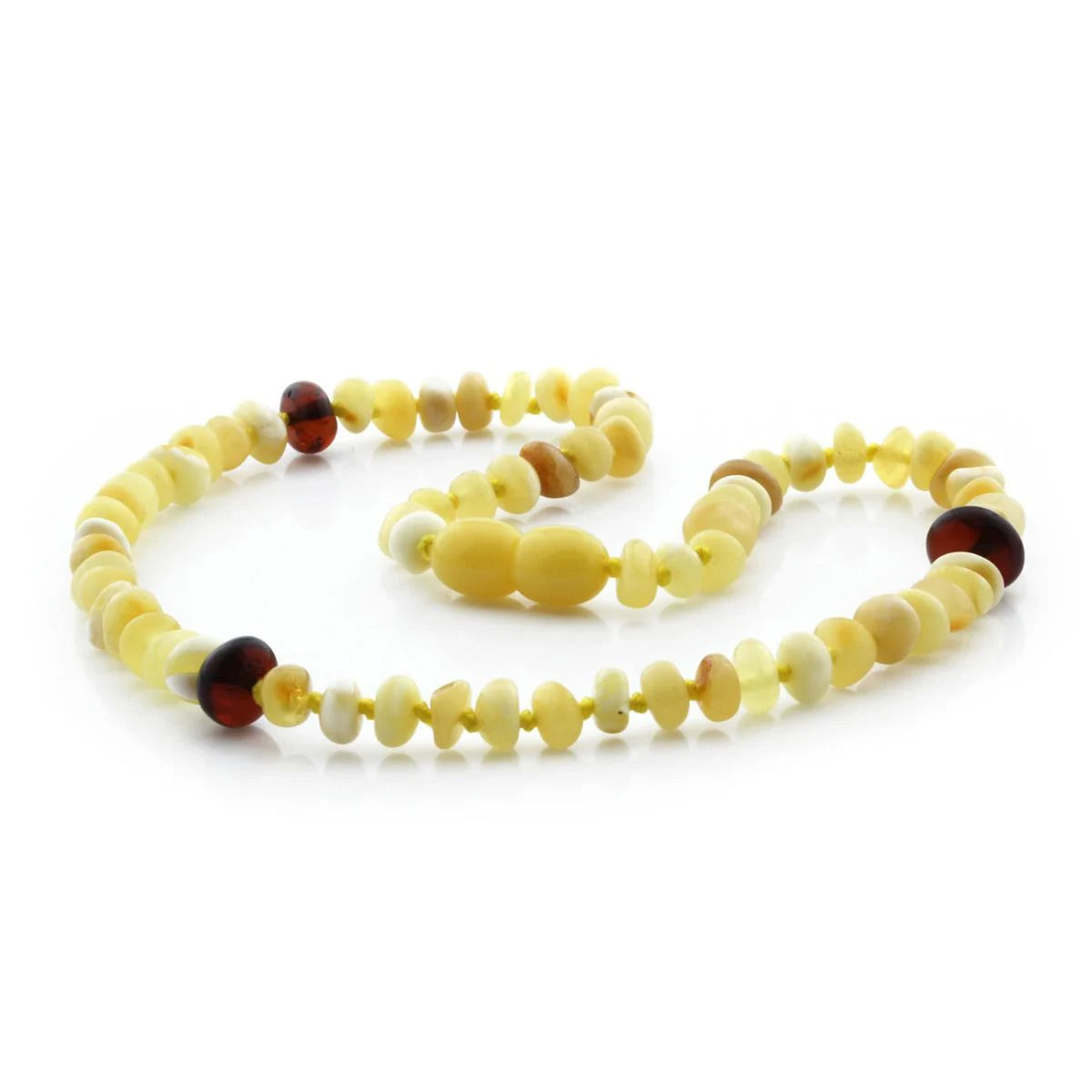 Milky yellow Baltic amber roundel baby necklace, 32cm
