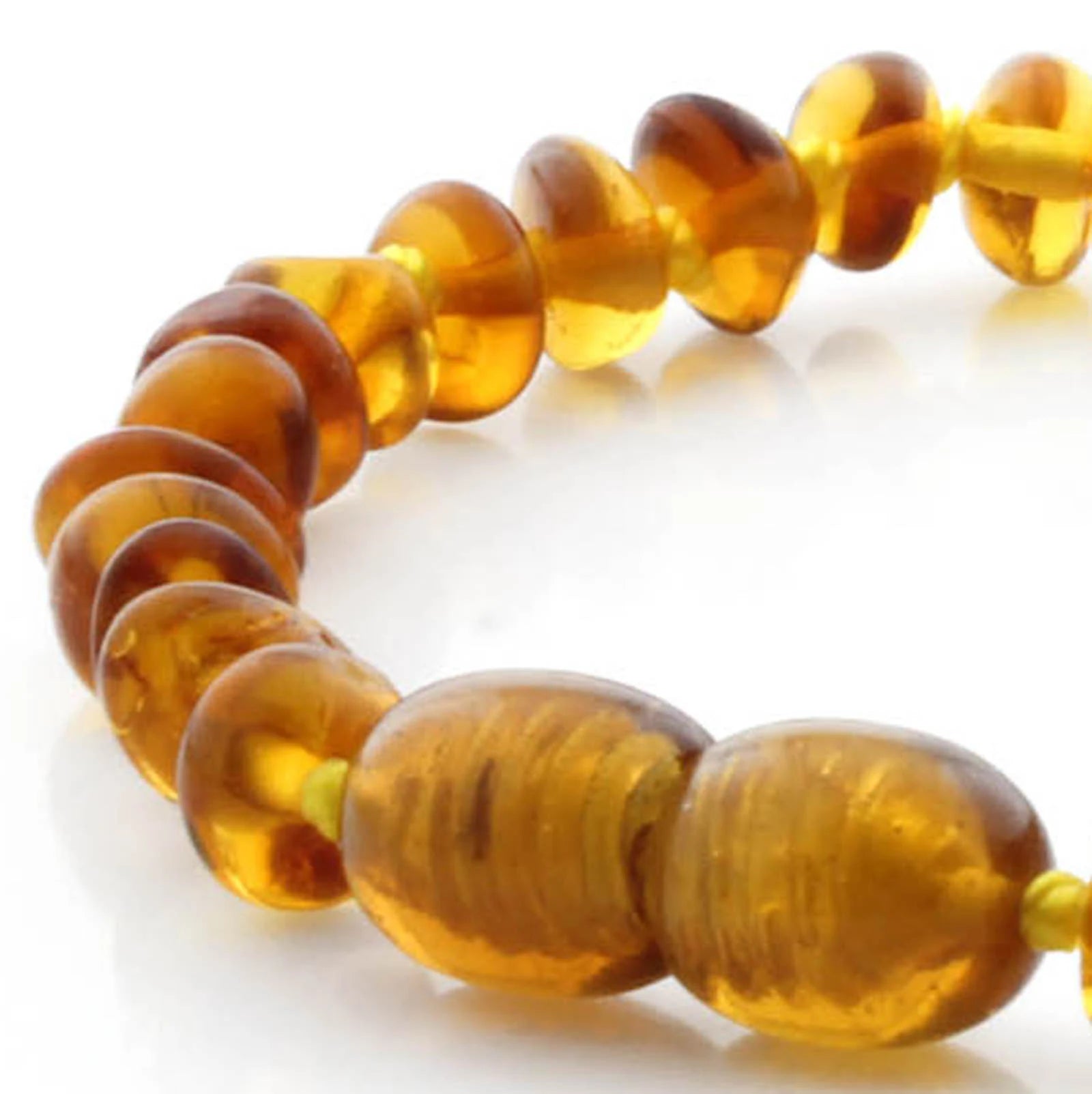 Baltic Amber Teething Bracelet. Roundel Light Cognac 5mm - RO25