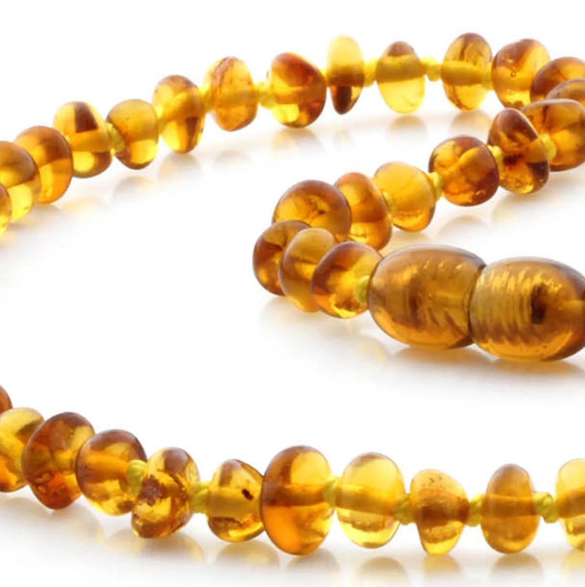 Baltic Amber Teething Necklace. Roundel Light Cognac 5mm - RO4