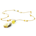 Yellow Baltic amber round adult necklace with shell and sterling silver