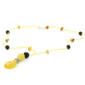 Yellow Baltic amber adult necklace with rudraksha and sterling silver