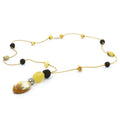 Yellow Baltic amber adult necklace with rudraksha and sterling silver