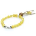 Baltic amber adult bracelet with rudraksha and suede and sterling silver, 18cm
