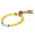 Baltic amber adult bracelet with rudraksha and suede and sterling silver, 18cm