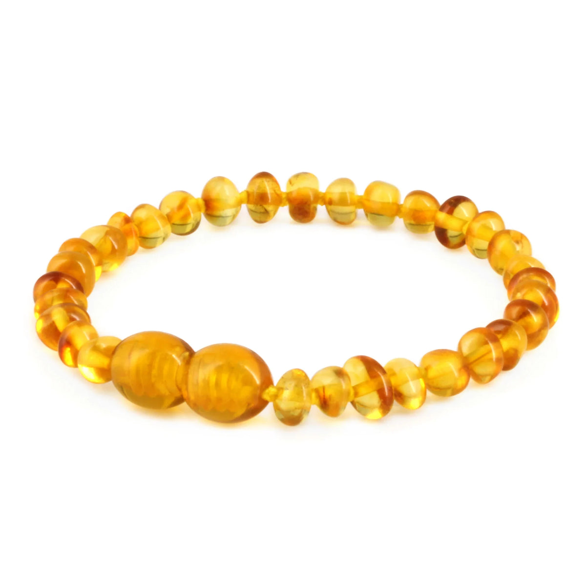 Baltic Amber Teething Bracelet. Baroque Light Cognac 4mm - XB43LC