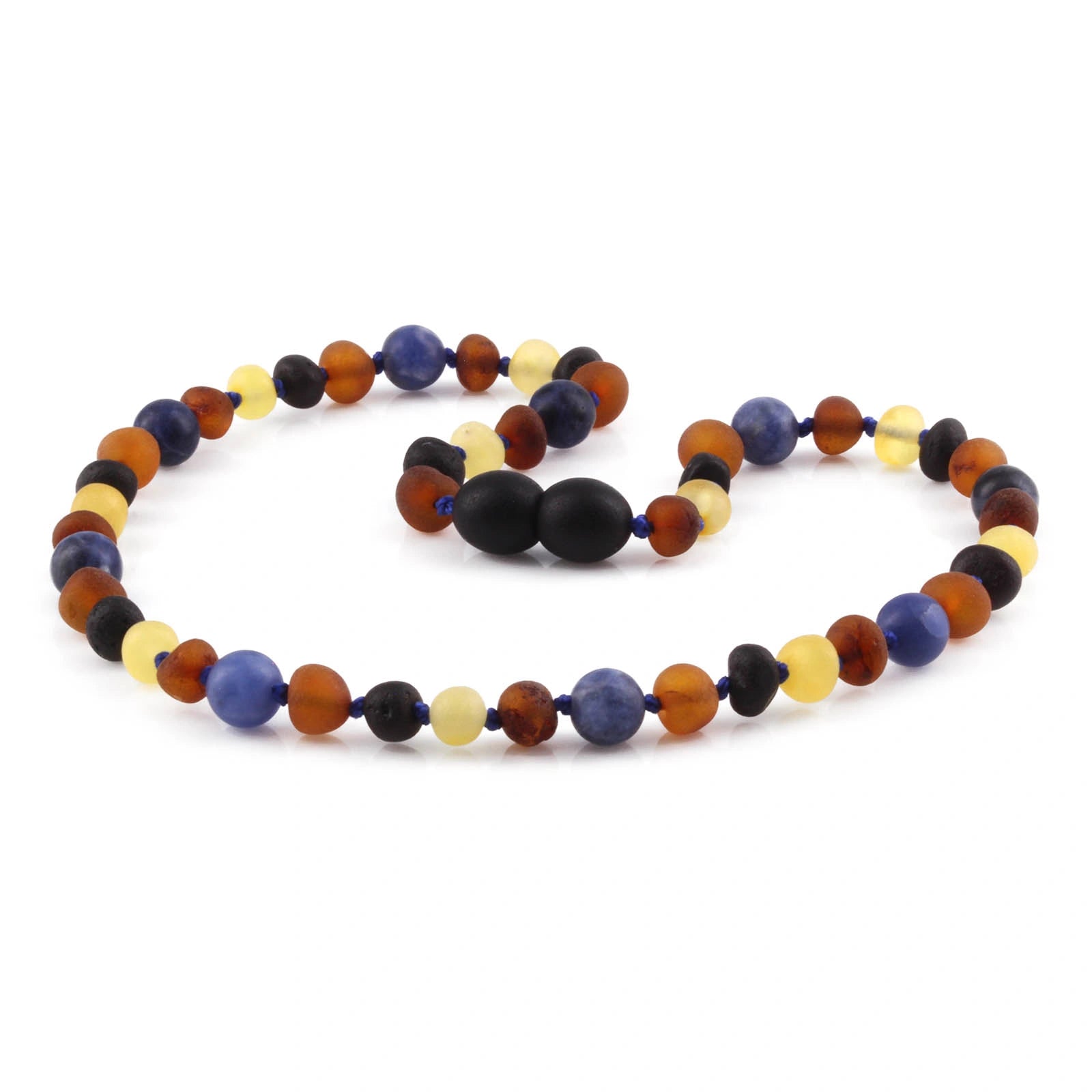BALTIC AMBER & SODALITE TEETHING NECKLACE. LIMITED EDITION. XLE20