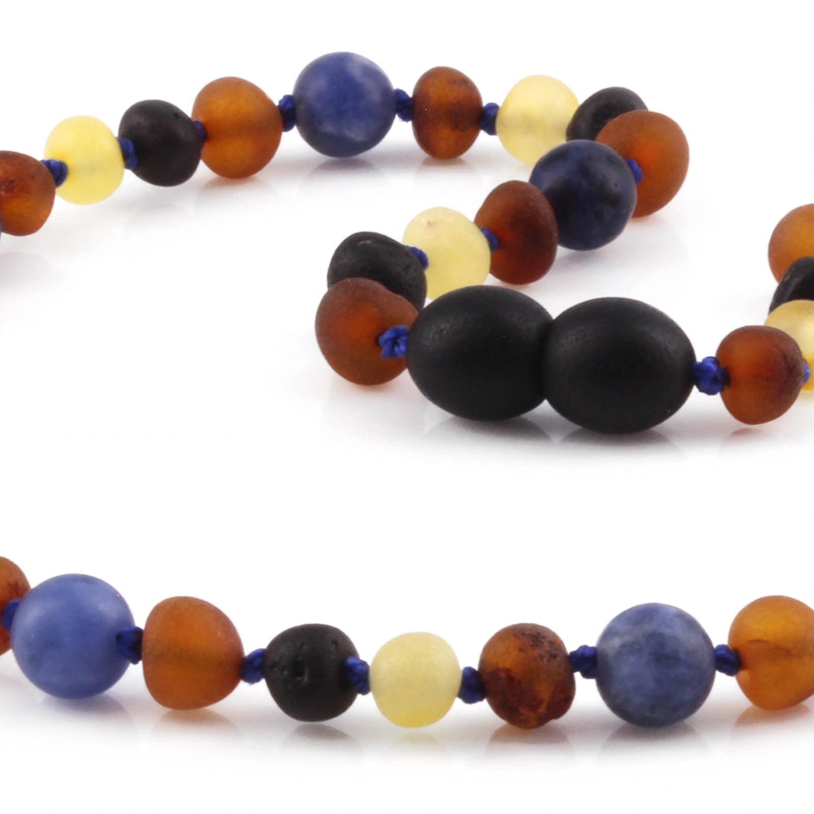 BALTIC AMBER & SODALITE TEETHING NECKLACE. LIMITED EDITION. XLE20