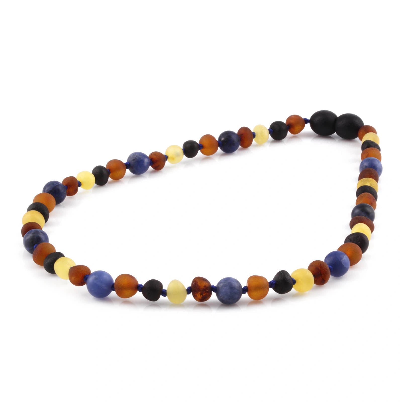 BALTIC AMBER & SODALITE TEETHING NECKLACE. LIMITED EDITION. XLE20