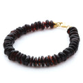 Adult Baltic Amber Bracelet & Gold Plated 925 Sterling Silver 18cm. Round Flat 7x3mm. GC05