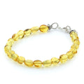 Yellow Baltic amber olive adult bracelet with sterling silver, 18cm