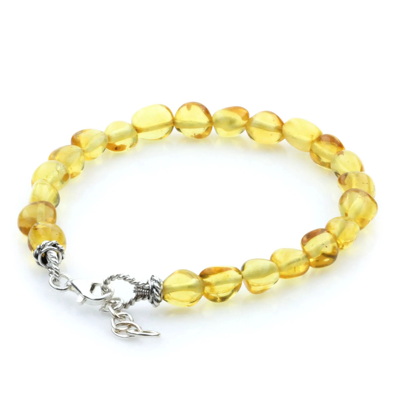 Adult Baltic Amber & 925 Sterling Silver Clasp Bracelet 18cm. SB96