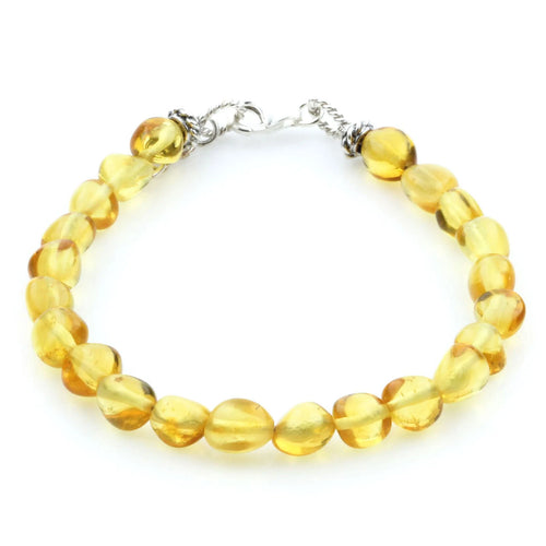 Adult Baltic Amber & 925 Sterling Silver Clasp Bracelet 18cm. SB96