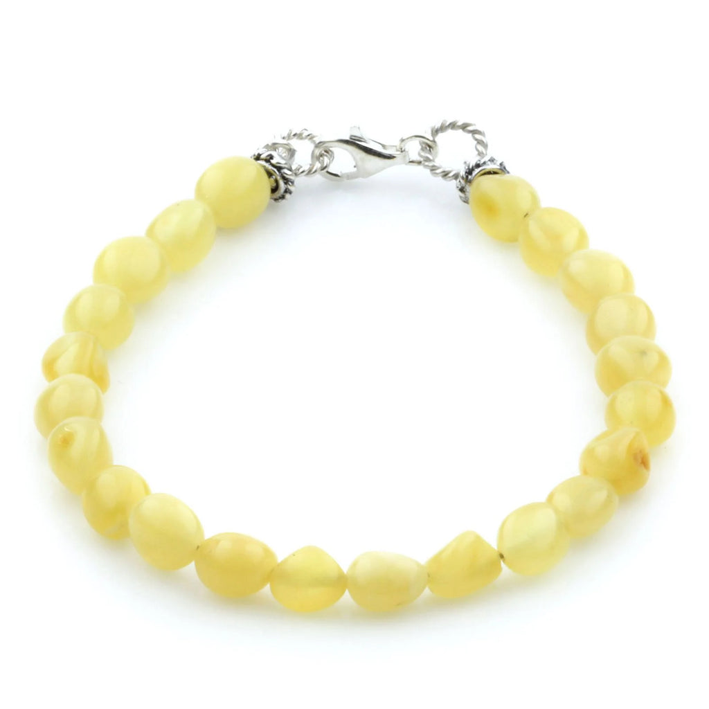 Adult Baltic Amber & 925 Sterling Silver Clasp Bracelet 18cm. SB98