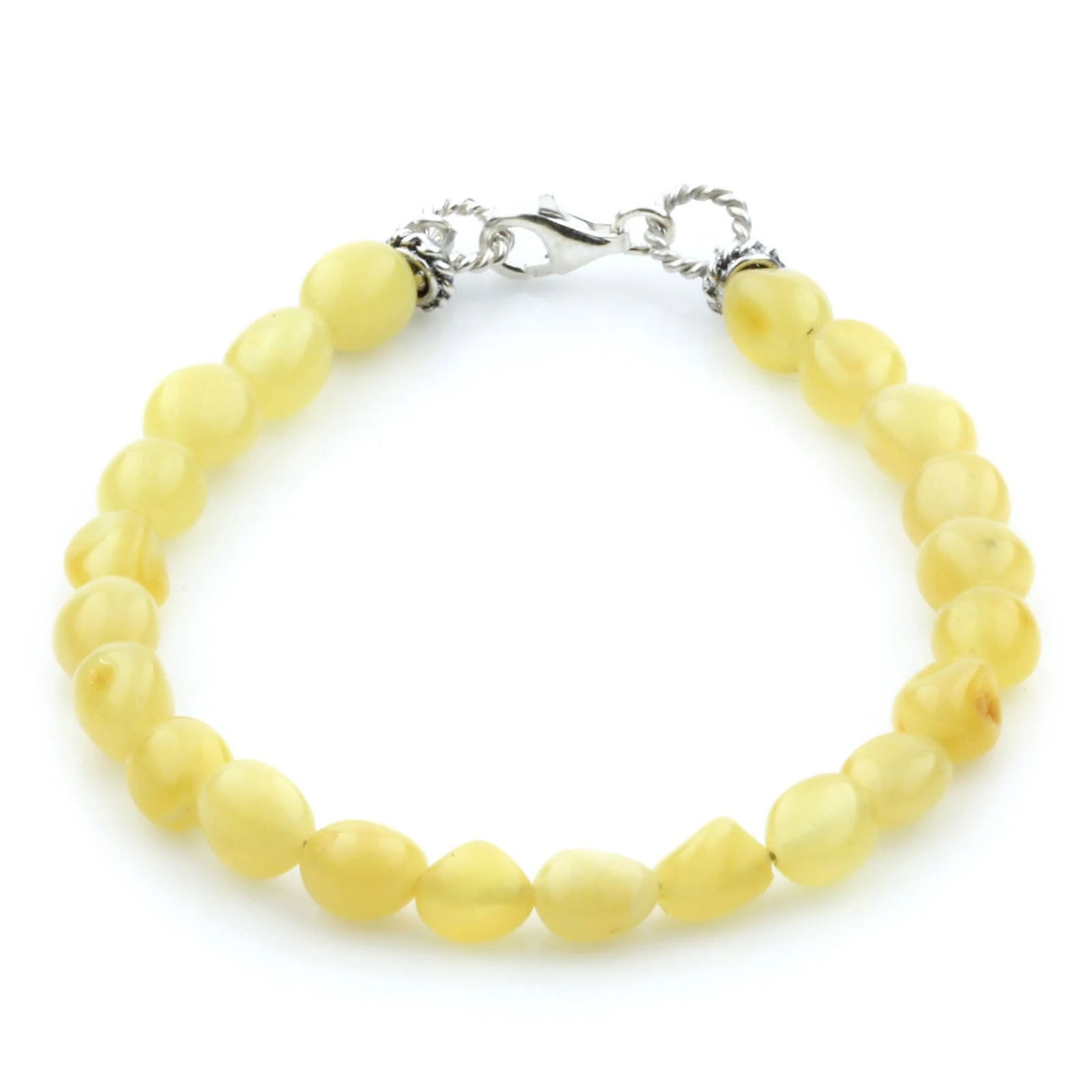 Adult Baltic Amber & 925 Sterling Silver Clasp Bracelet 18cm. SB98