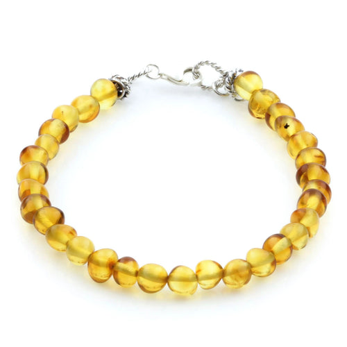 Adult Baltic Amber & 925 Sterling Silver Clasp Bracelet 18cm. SB102