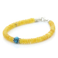 Yellow Baltic amber adult bracelet with turquoise and sterling silver, 18cm