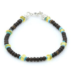 COCONUT WOOD BALTIC AMBER 925 STERLING SILVER BRACELET. SPT07