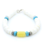 NATURAL BALTIC AMBER SHELL TURQUOISE 925 STERLING SILVER BRACELET. SPT13A