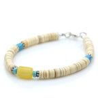 NATURAL BALTIC AMBER SHELL TURQUOISE 925 STERLING SILVER BRACELET. SPT16