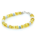 Yellow Baltic amber adult bracelet with turquoise, shell and sterling silver, 18cm