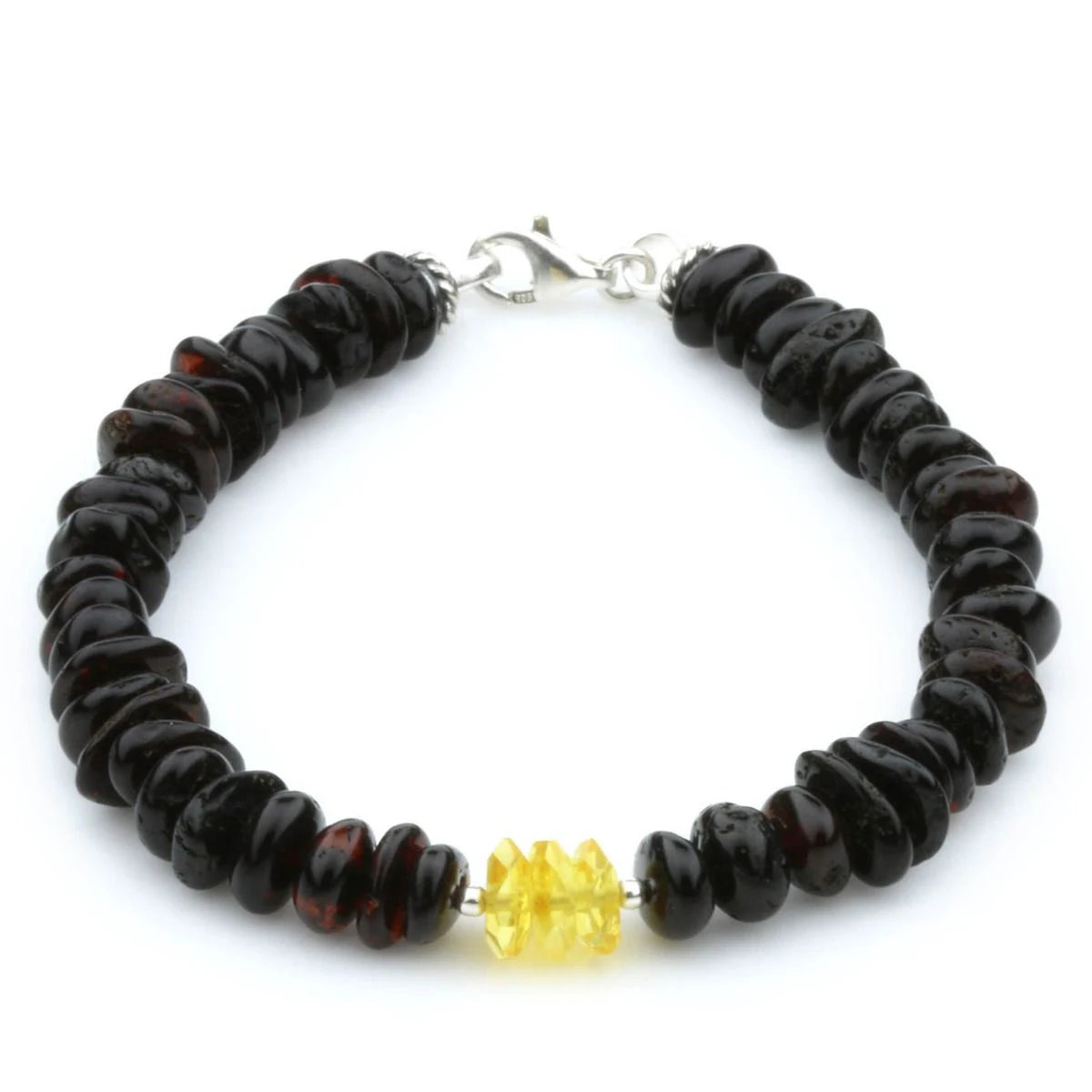 NATURAL BALTIC AMBER TURQUOISE 925 STERLING SILVER BRACELET. SPT96