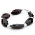 Dark cognac Baltic amber adult bracelet with sterling silver