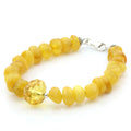 Yellow Baltic amber baroque adult bracelet with sterling silver, 19cm