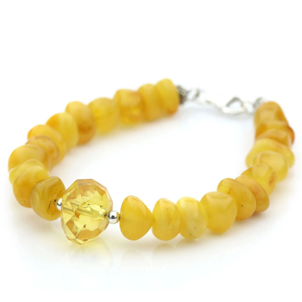 NATURAL BALTIC AMBER 925 STERLING SILVER BRACELET. SPT76